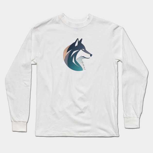 Frost Moon Wolf Shadow Long Sleeve T-Shirt by 2088DesignLab